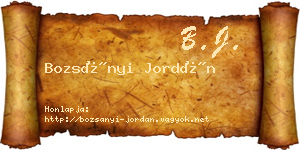 Bozsányi Jordán névjegykártya
